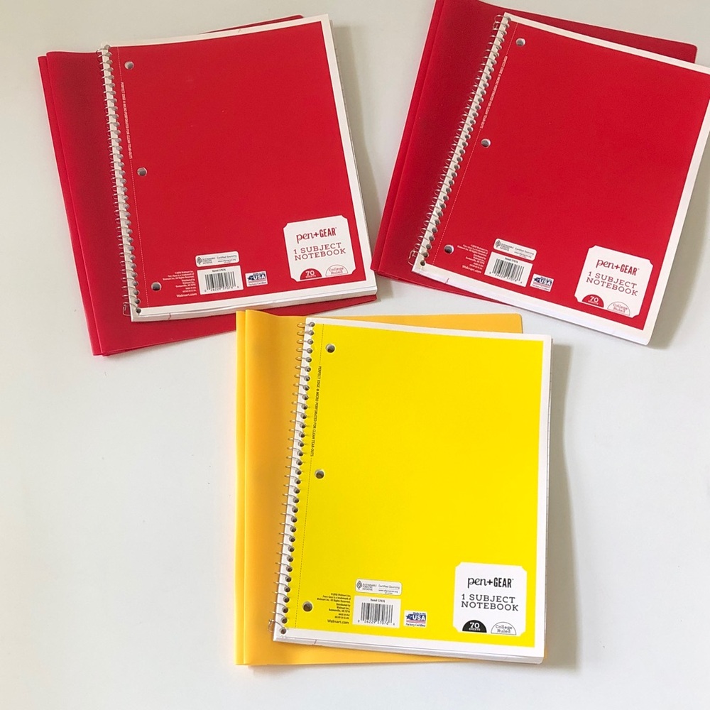 Lot of 3 new spiral bound 70 sheet notebooks and 3 matching folders.
